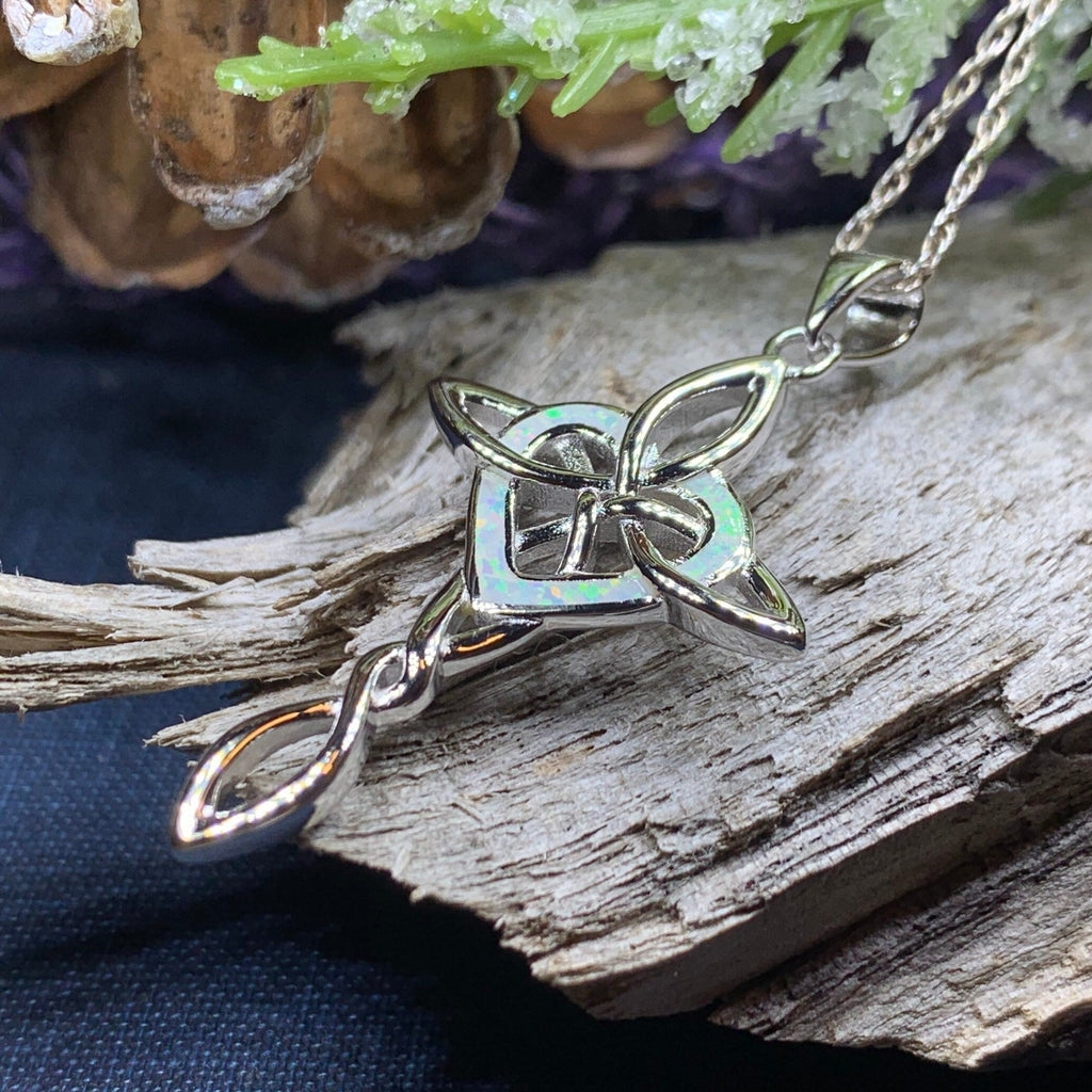 Aurora Opal Celtic Cross Necklace