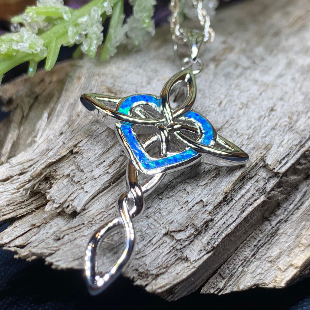 Aurora Opal Celtic Cross Necklace