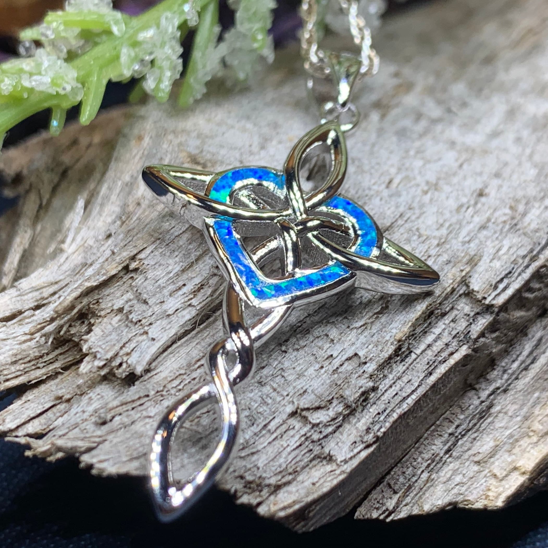 Aurora Opal Celtic Cross Necklace