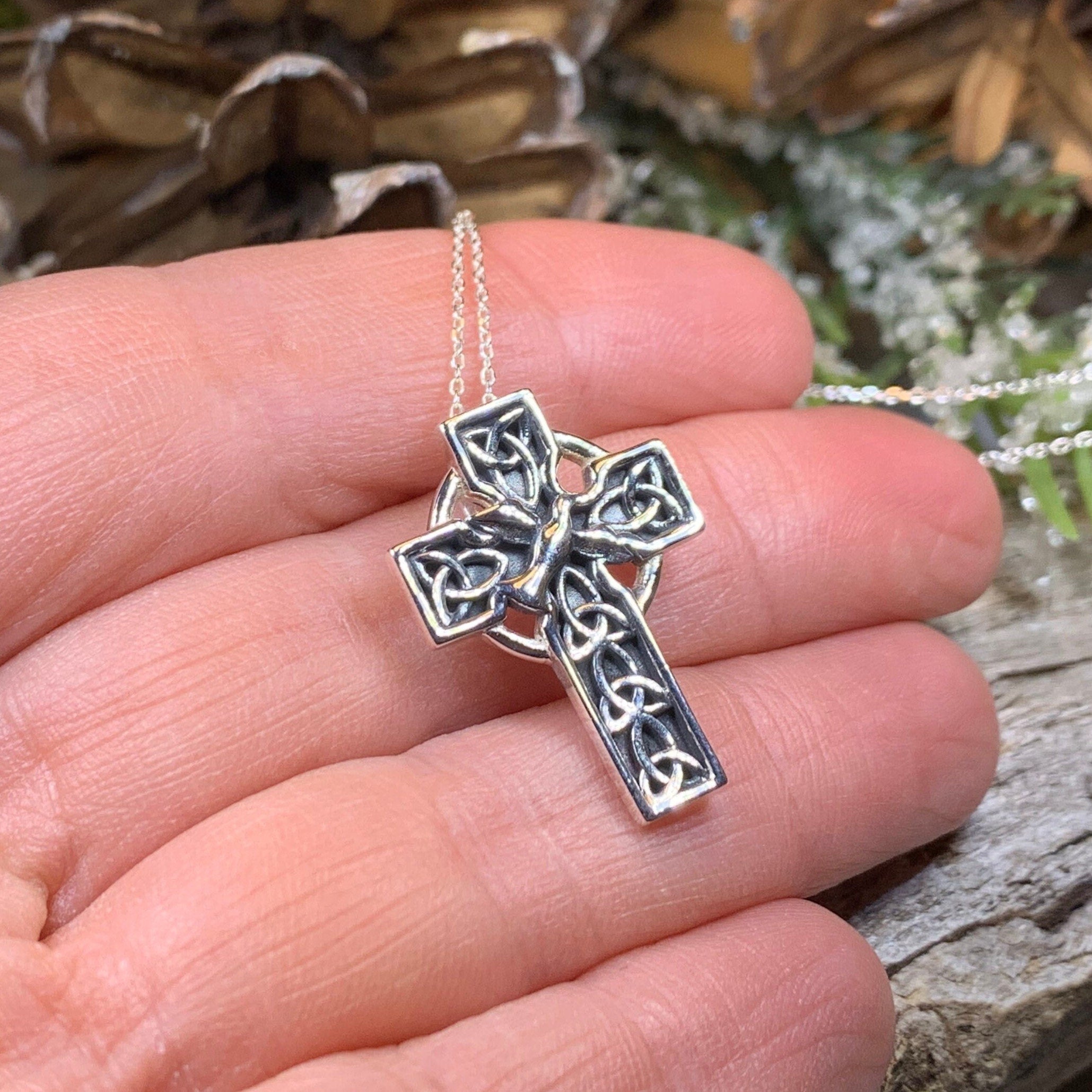 Celtic Dove Cross Necklace