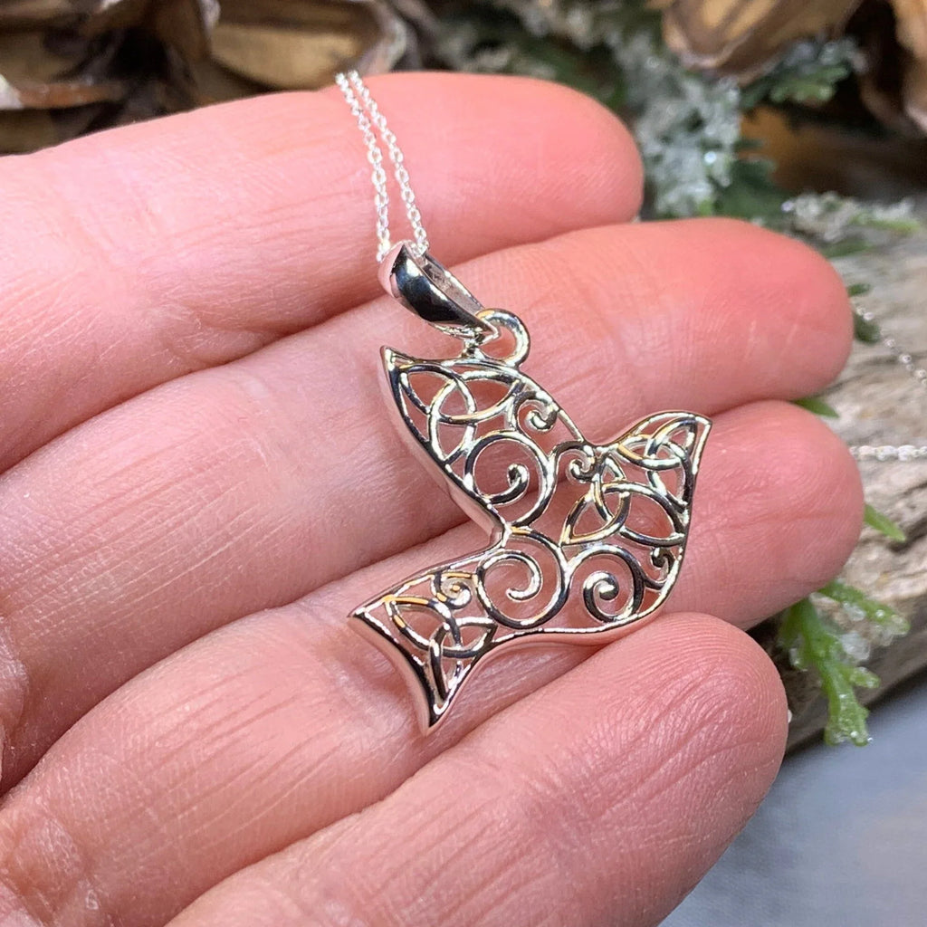Trinity Knot Dove of Peace Necklace