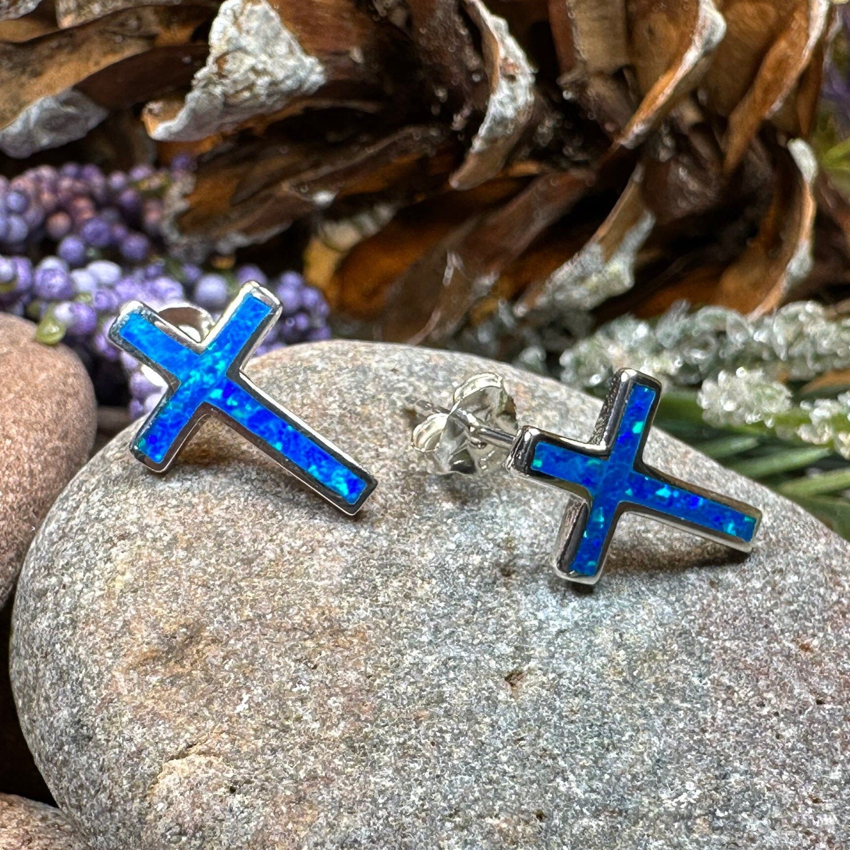 Serene Soul Opal Cross Earrings