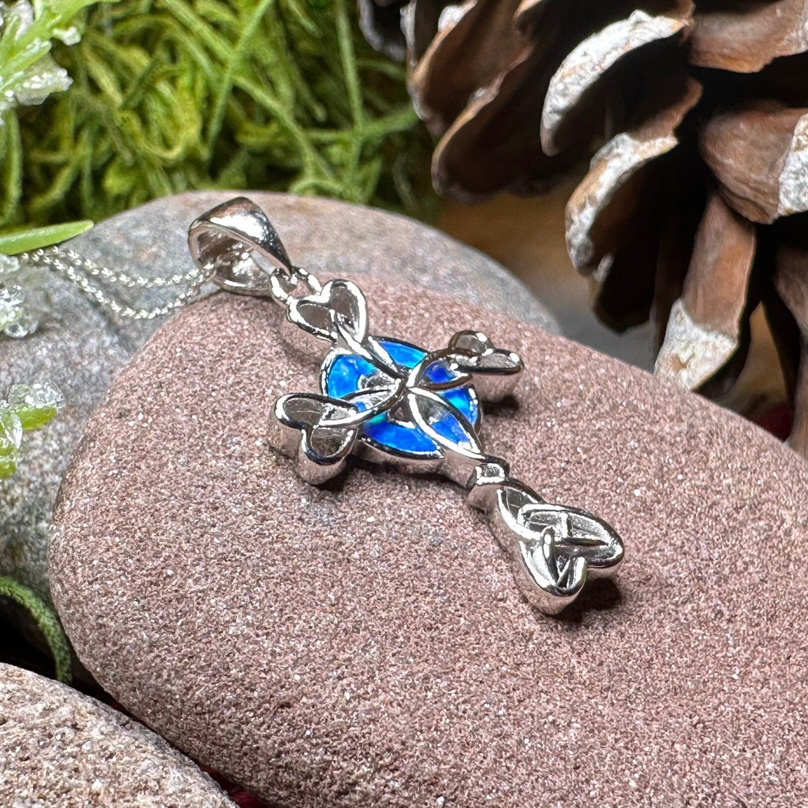 Gaelle Celtic Cross Opal Necklace