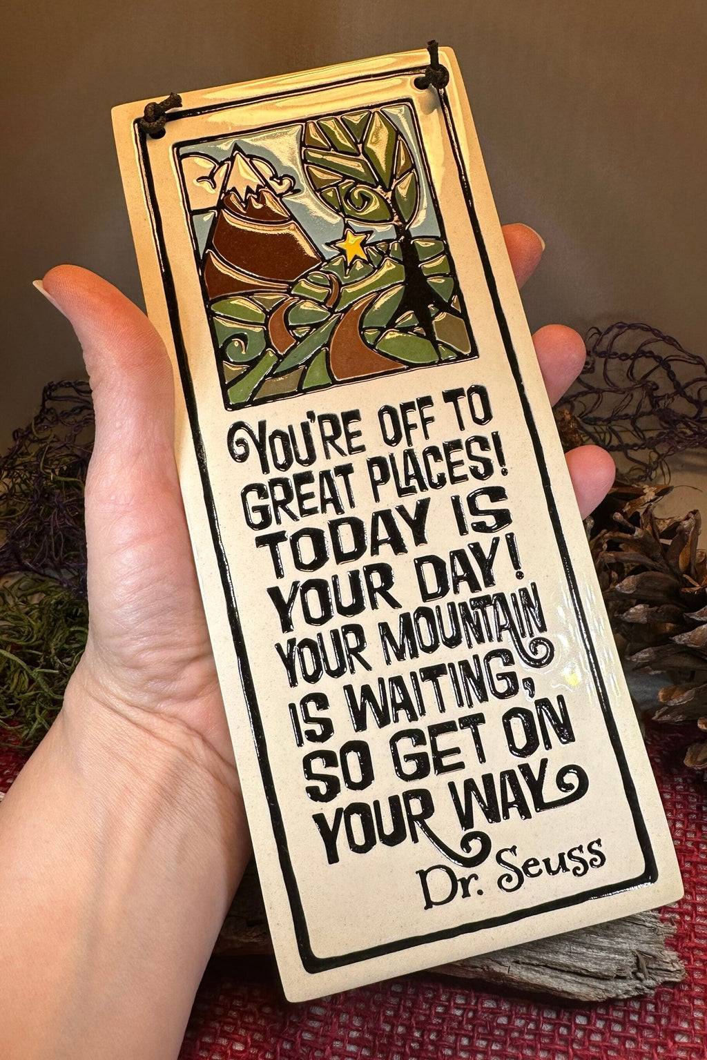 Encouragement Mountain Ceramic Wall Plaque