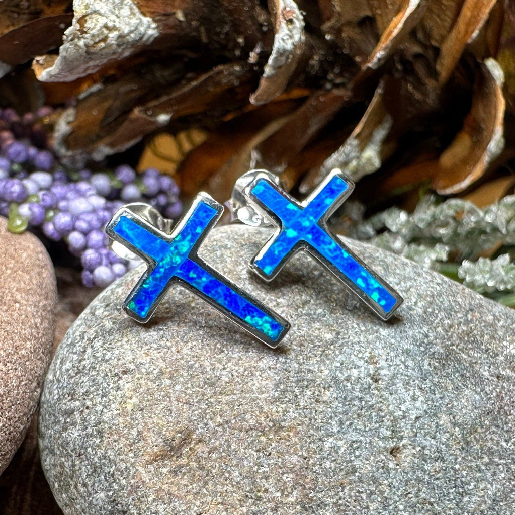 Serene Soul Opal Cross Earrings