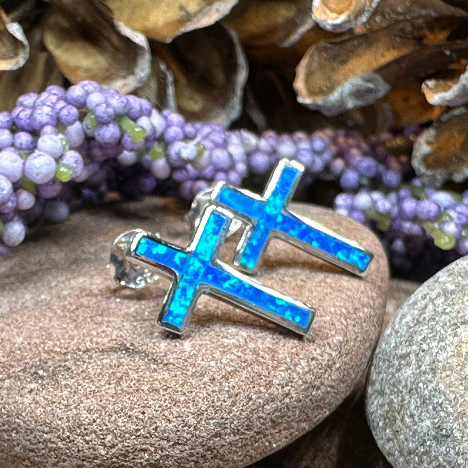 Serene Soul Opal Cross Earrings