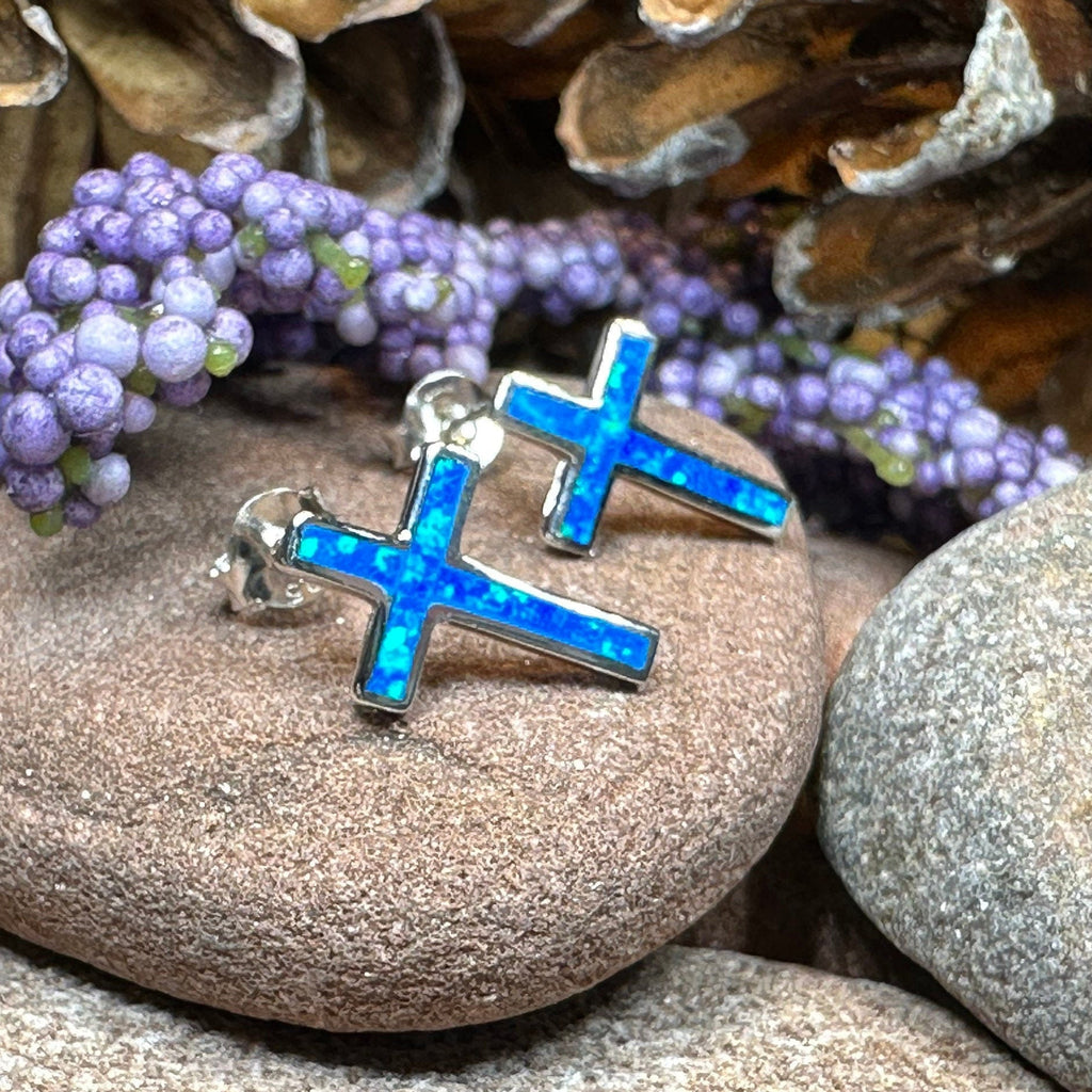 Serene Soul Opal Cross Earrings