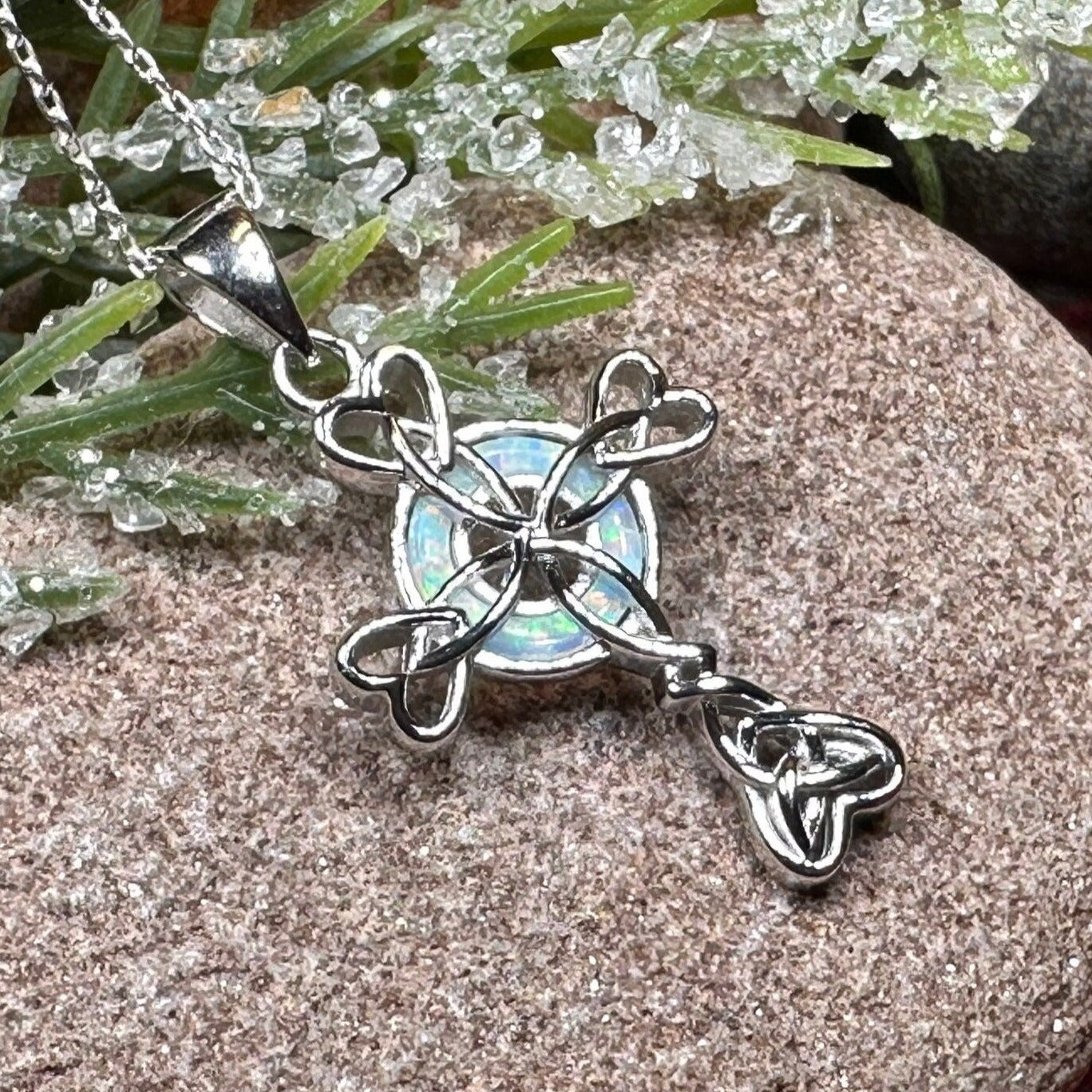 Gaelle Celtic Cross Opal Necklace
