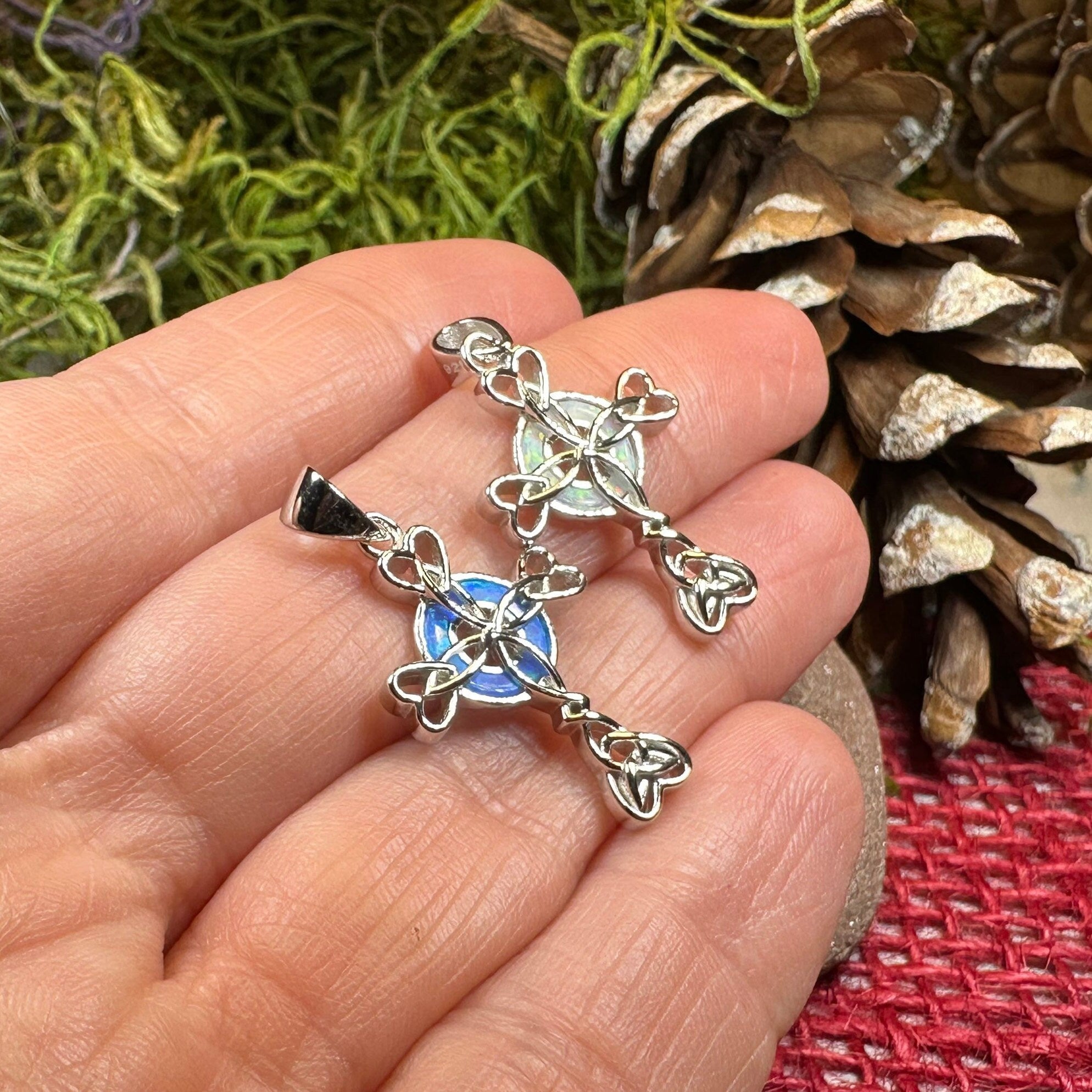 Gaelle Celtic Cross Opal Necklace