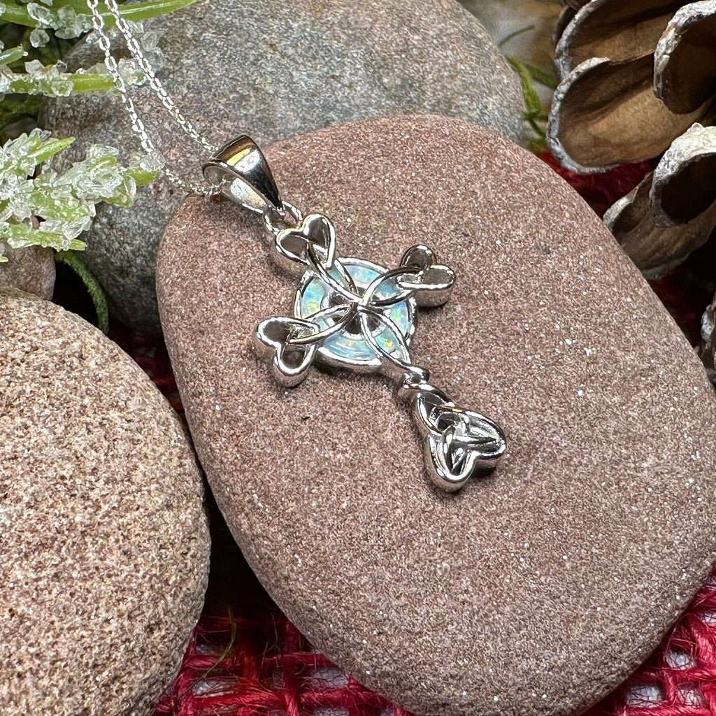 Gaelle Celtic Cross Opal Necklace