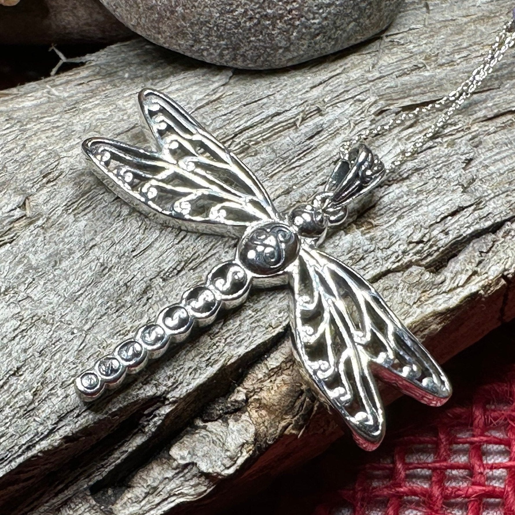 Triple Spiral Dragonfly Necklace