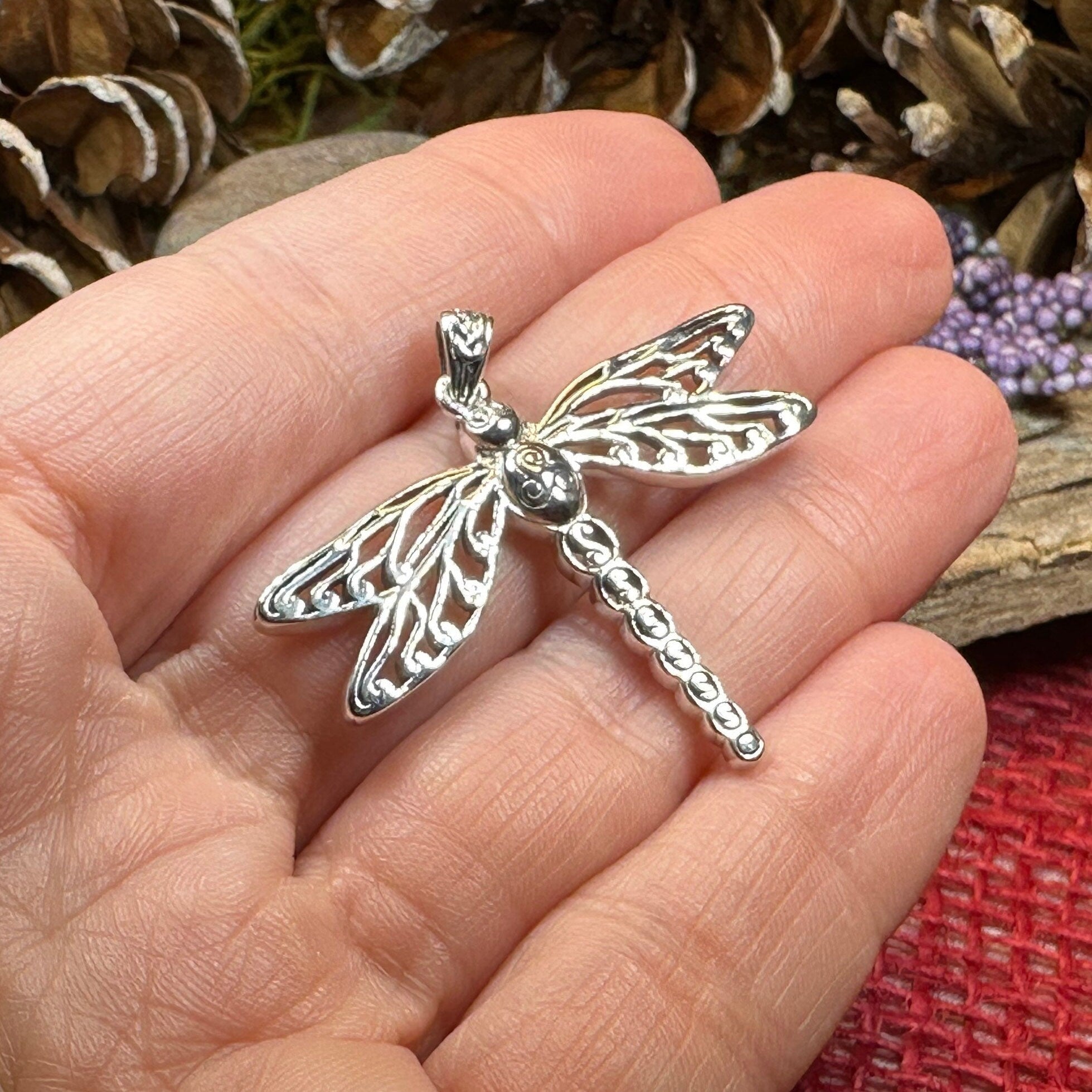 Triple Spiral Dragonfly Necklace