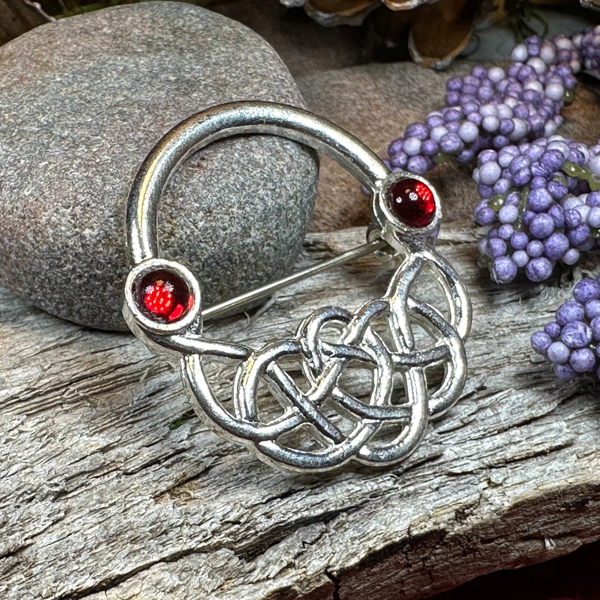 Ereni Red Celtic Brooch