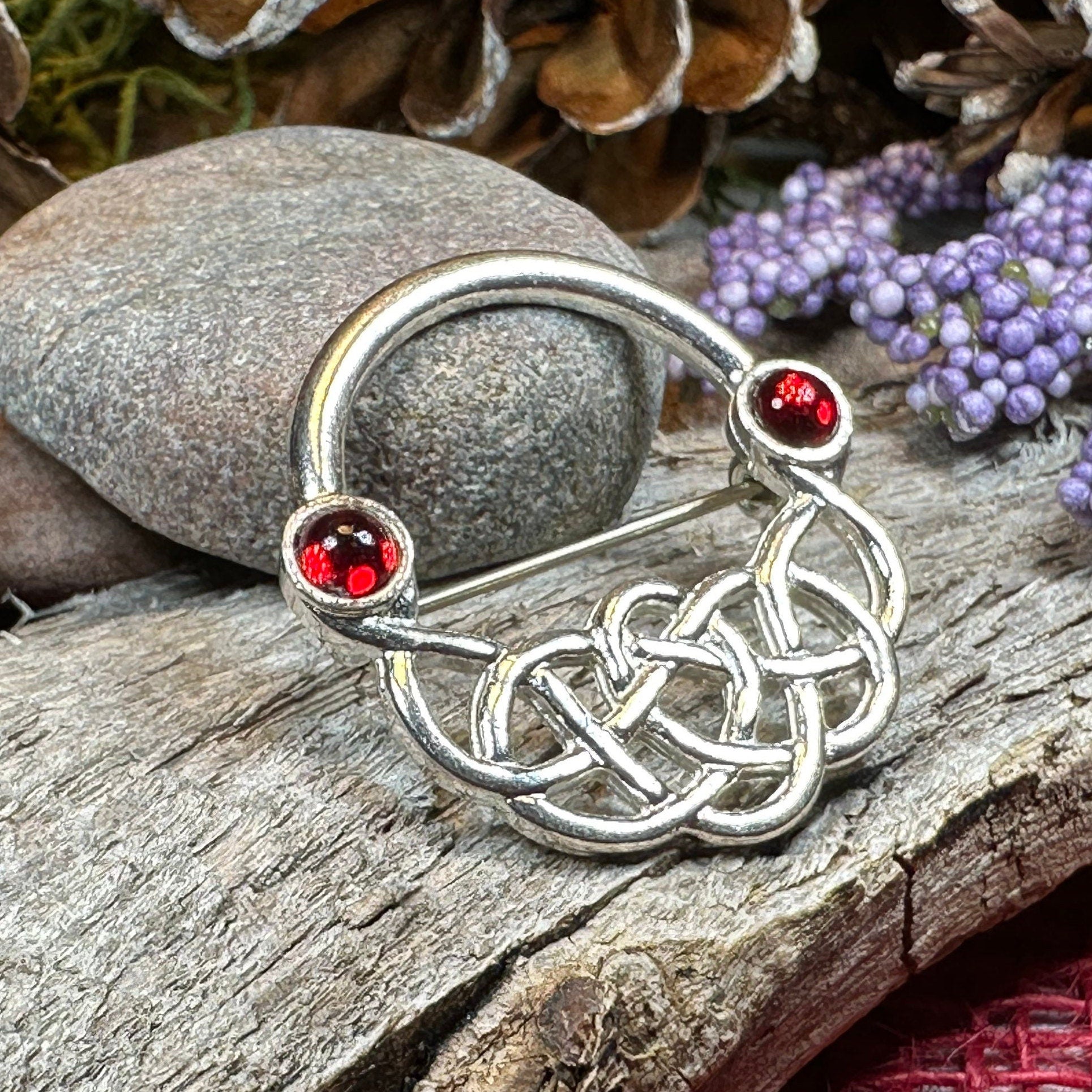 Ereni Red Celtic Brooch