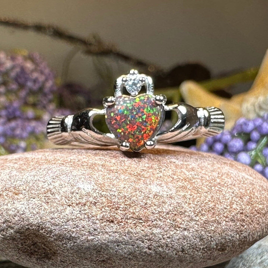 Black Opal Claddagh Ring
