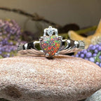 Black Opal Claddagh Ring