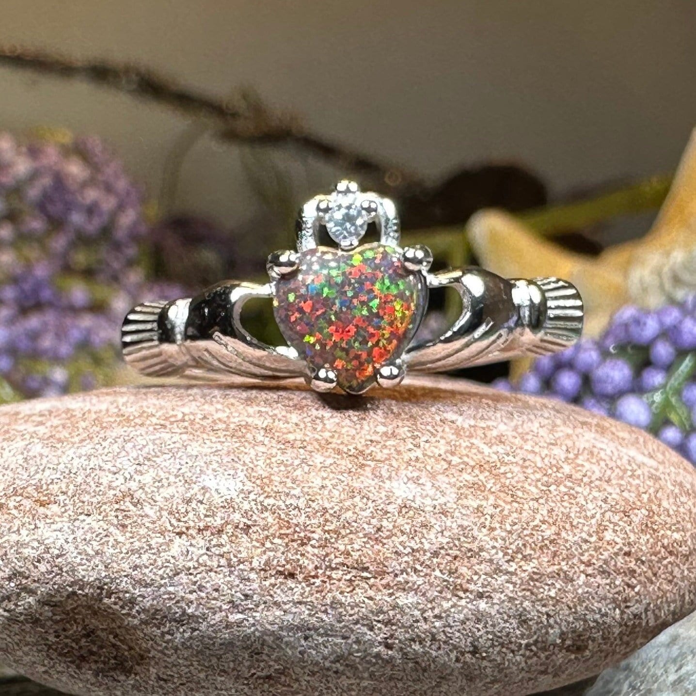 Black Opal Claddagh Ring