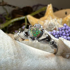 Black Opal Claddagh Ring