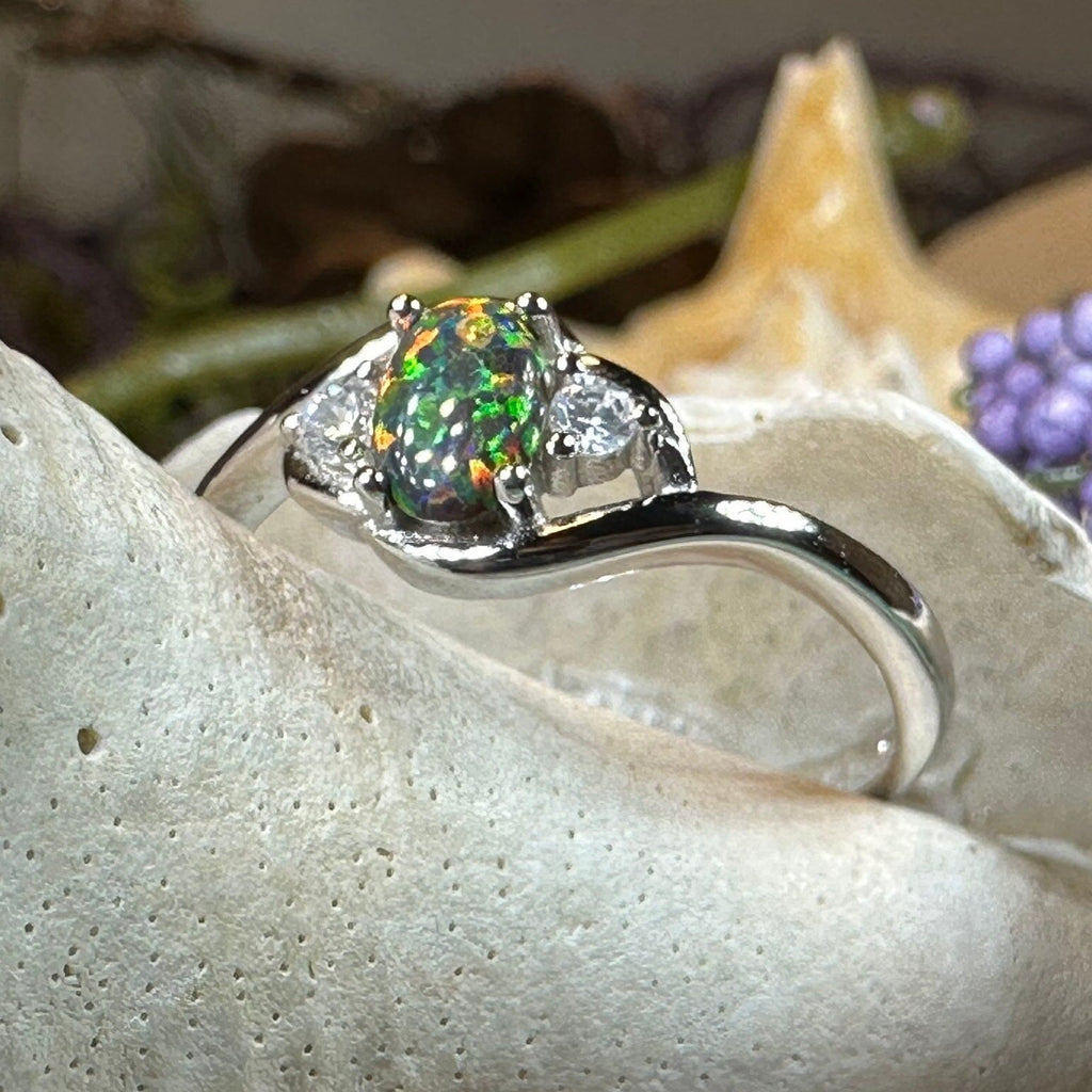 Nya Black Fire Opal Ring