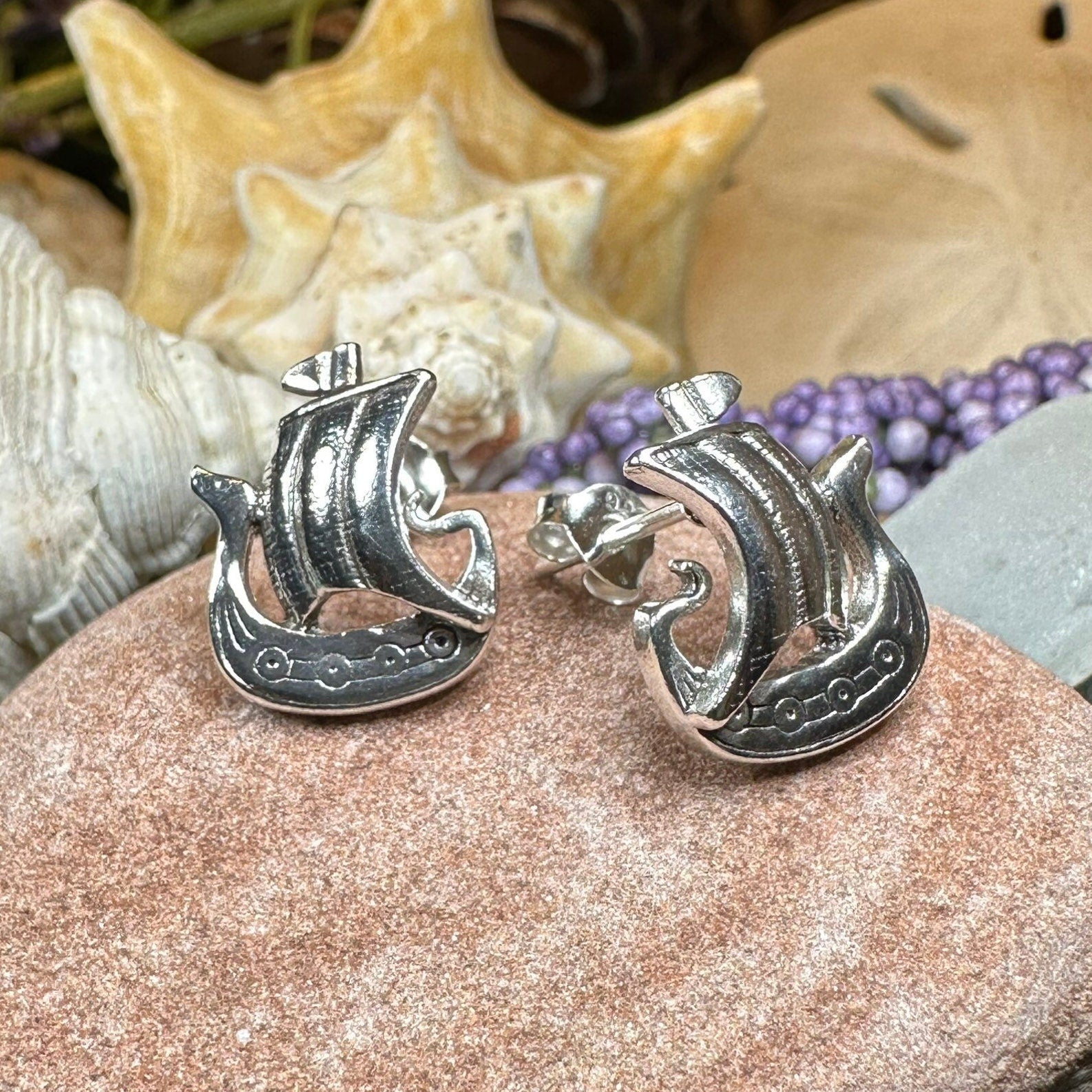 Viking Ship Post Earrings