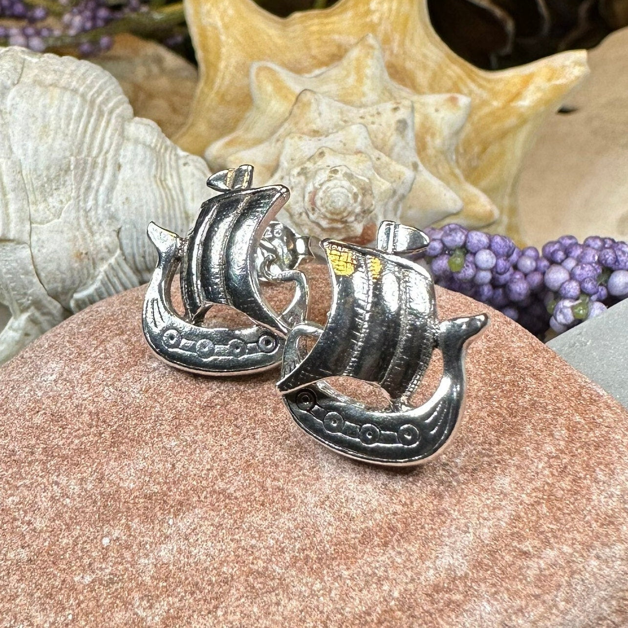 Viking Ship Post Earrings