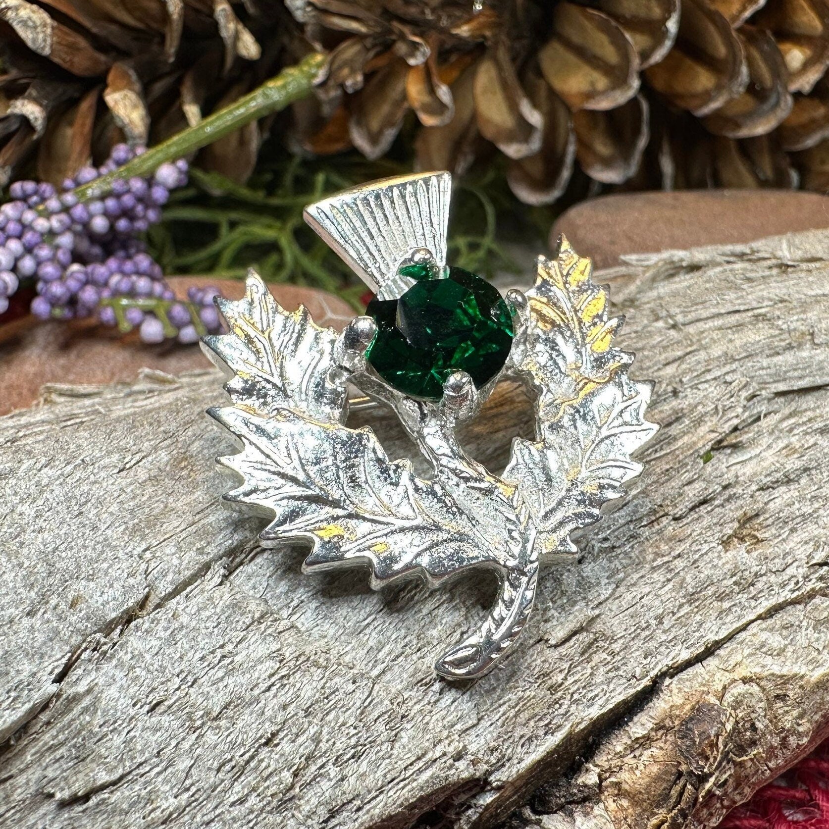 Crystal Thistle Brooch