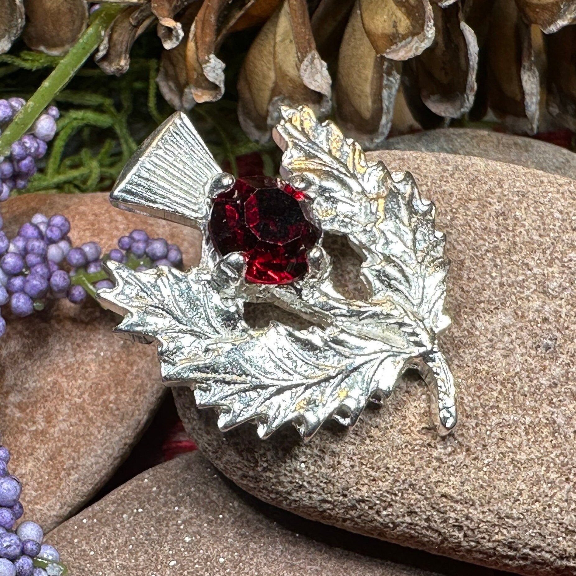 Crystal Thistle Brooch
