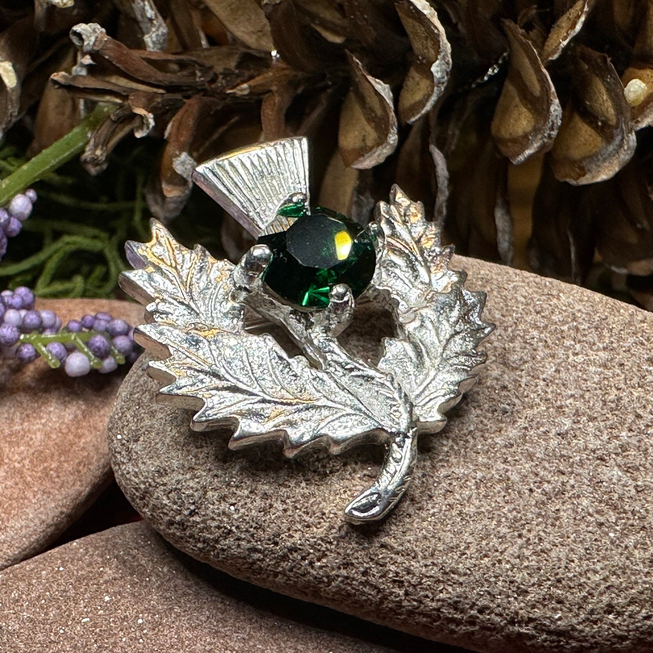 Crystal Thistle Brooch