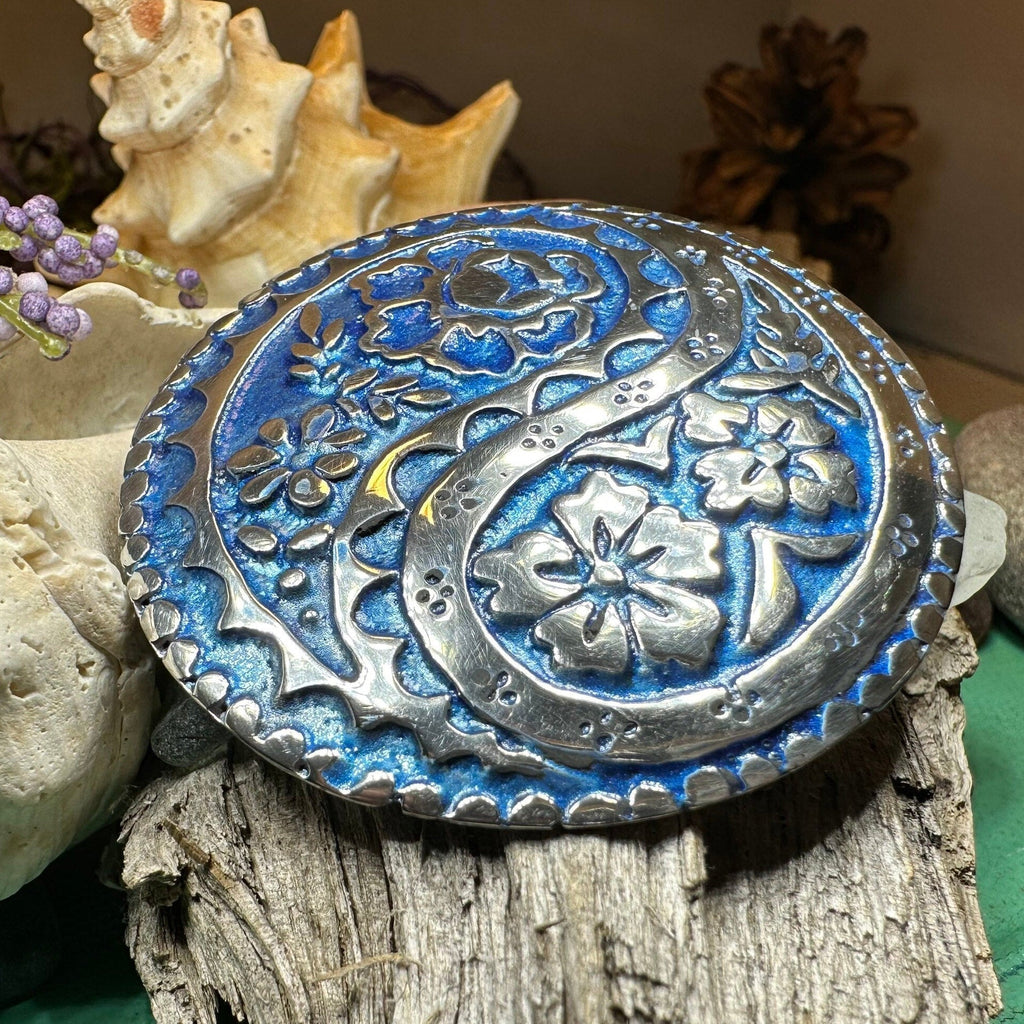 Blue Paisley Celtic Brooch