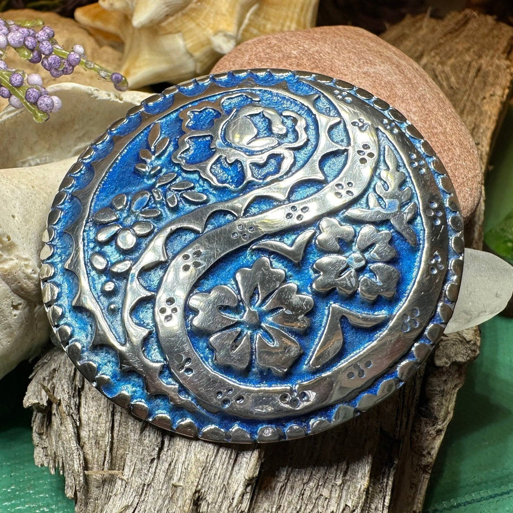 Blue Paisley Celtic Brooch