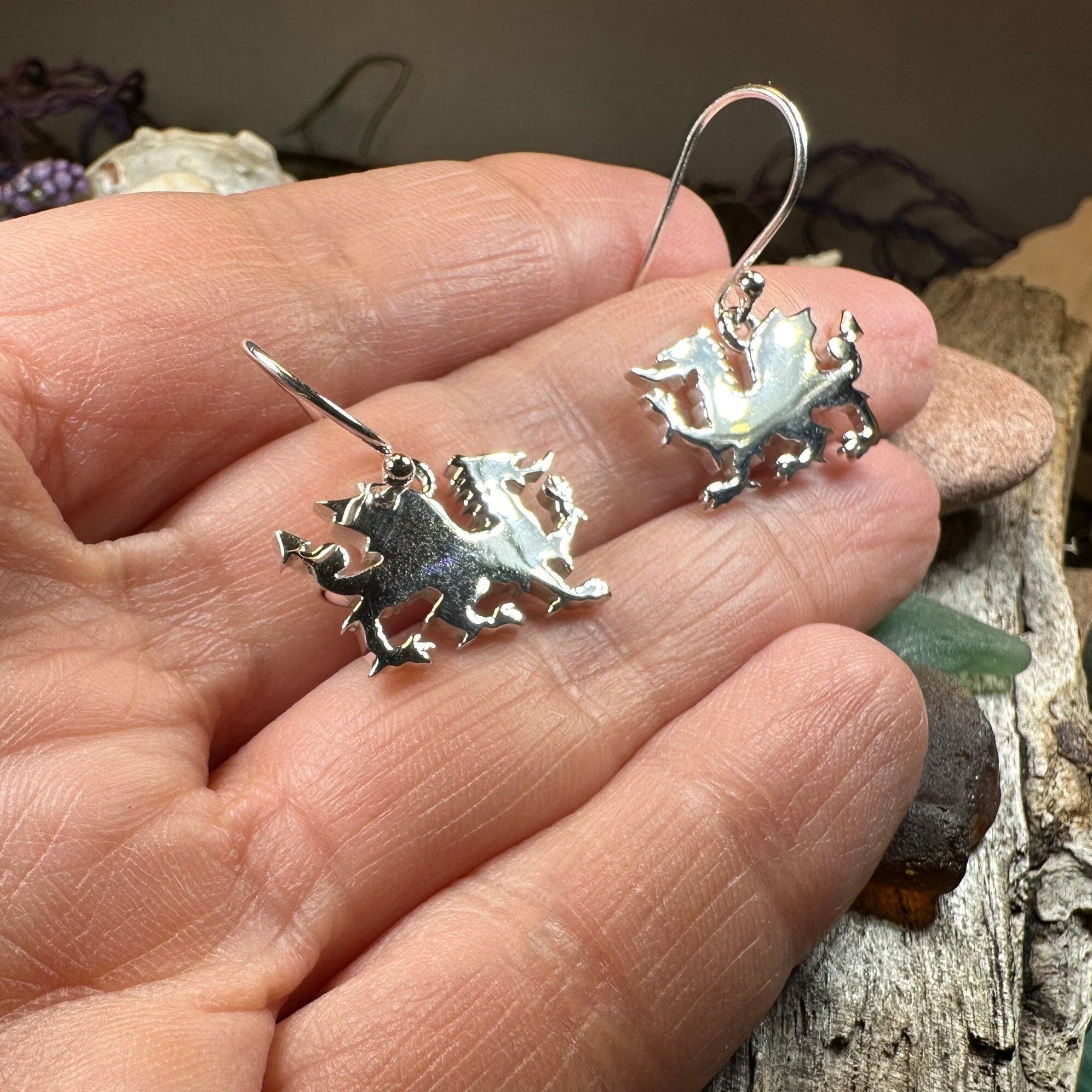 Modern Welsh Dragon Earrings