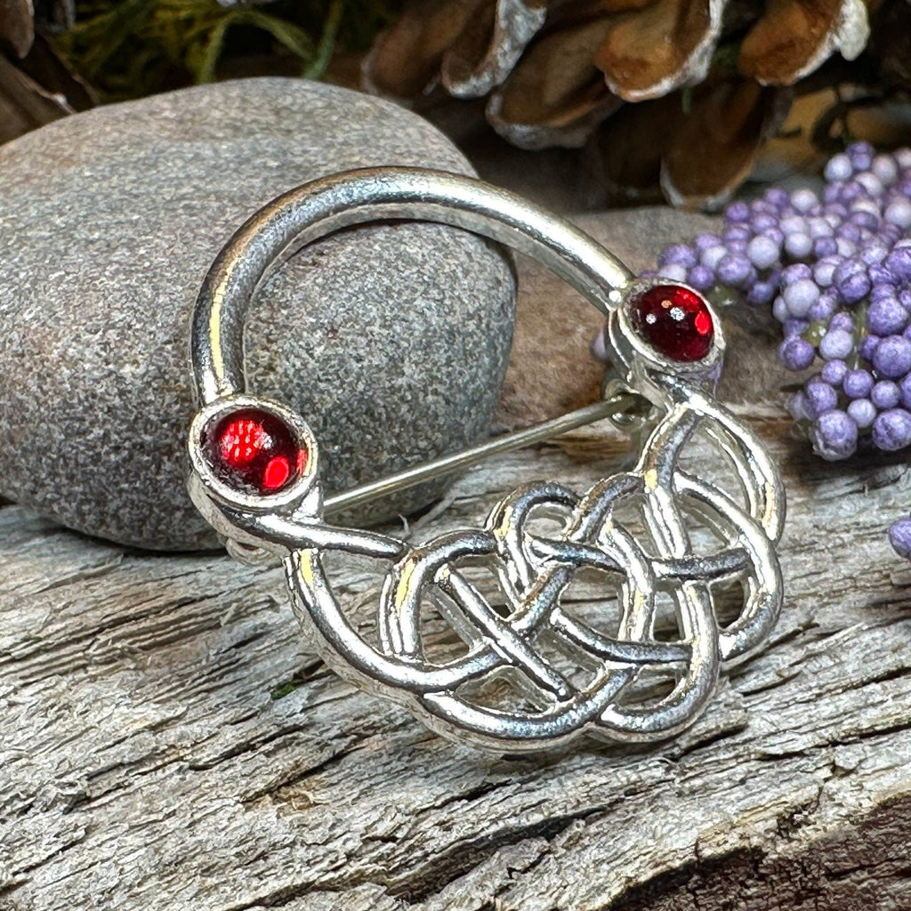 Ereni Red Celtic Brooch