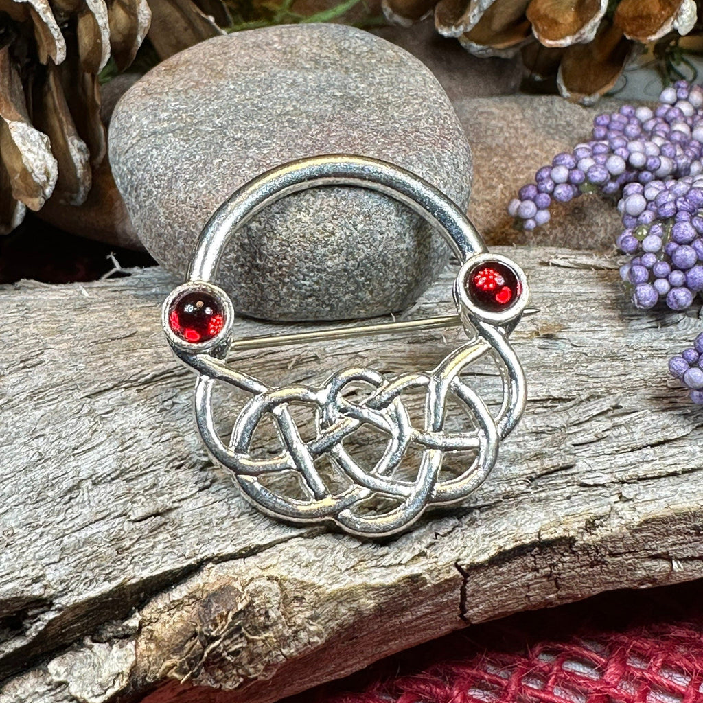 Ereni Red Celtic Brooch