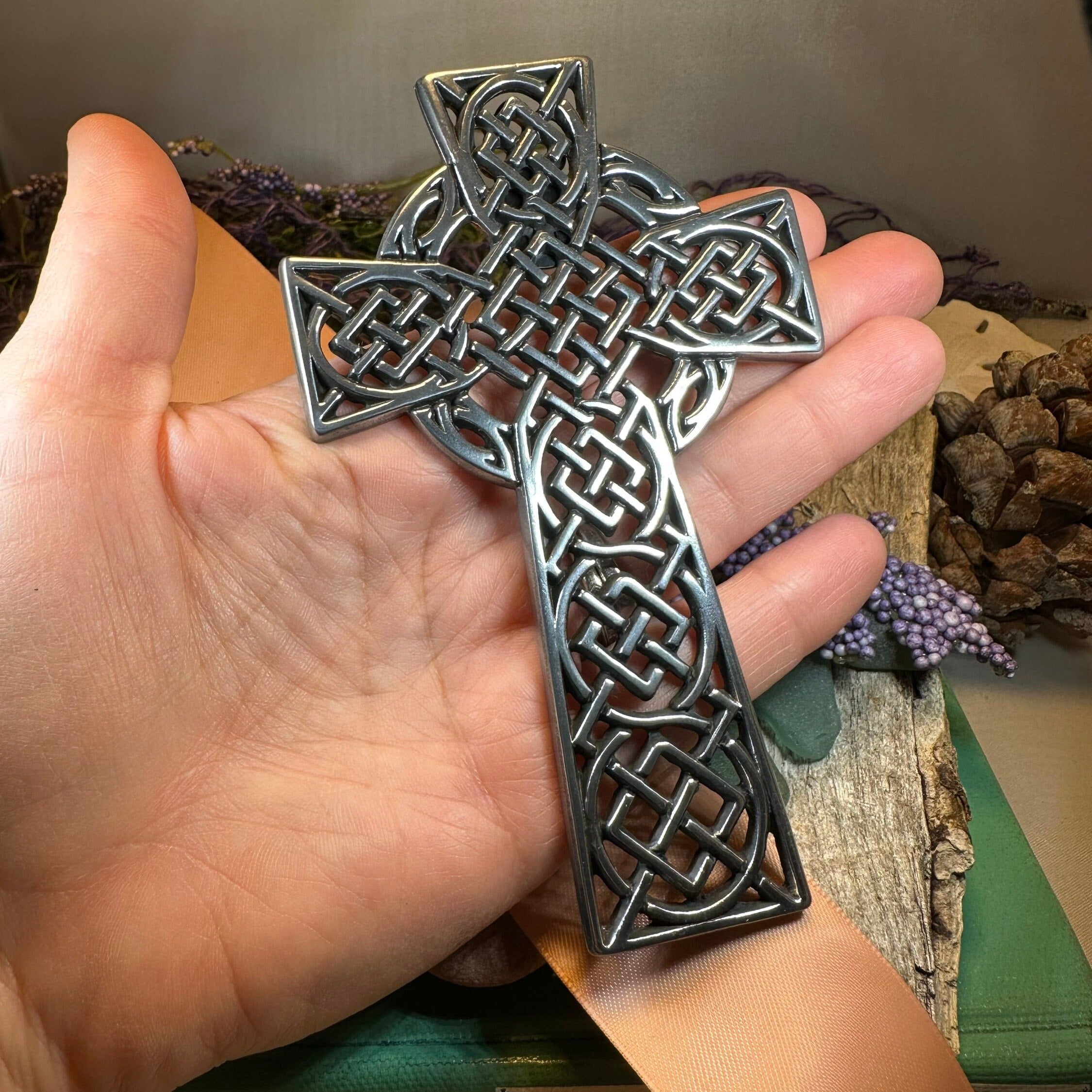 Classic Pewter Celtic Cross Wall Decor
