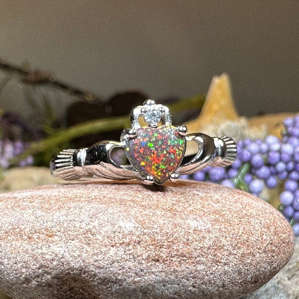 Black Opal Claddagh Ring