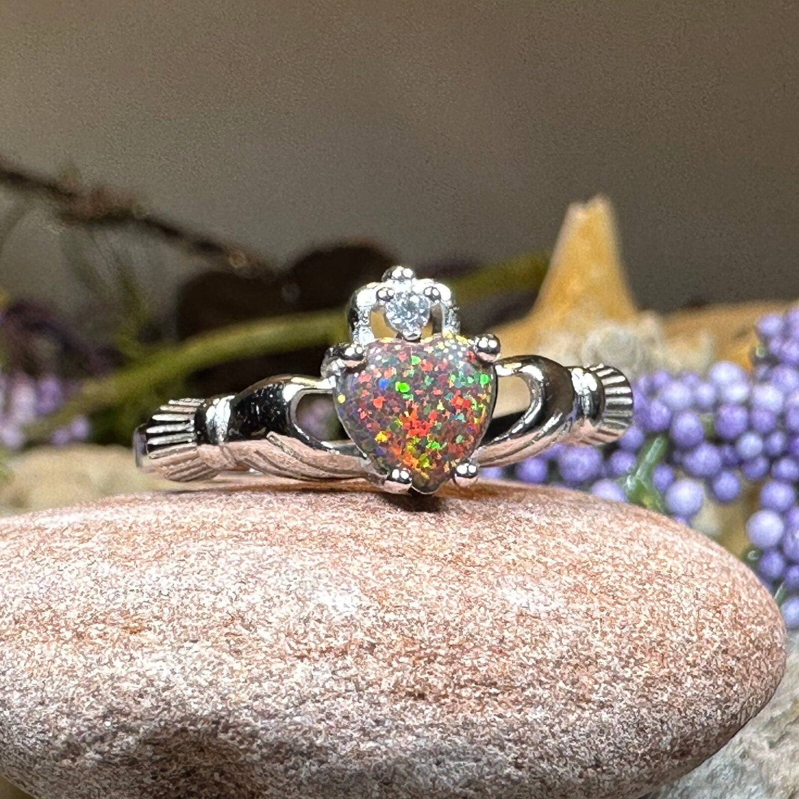 Black Opal Claddagh Ring