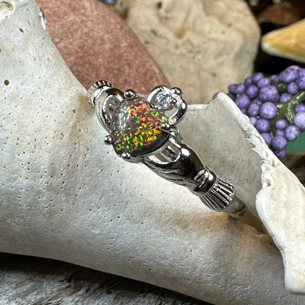 Black Opal Claddagh Ring