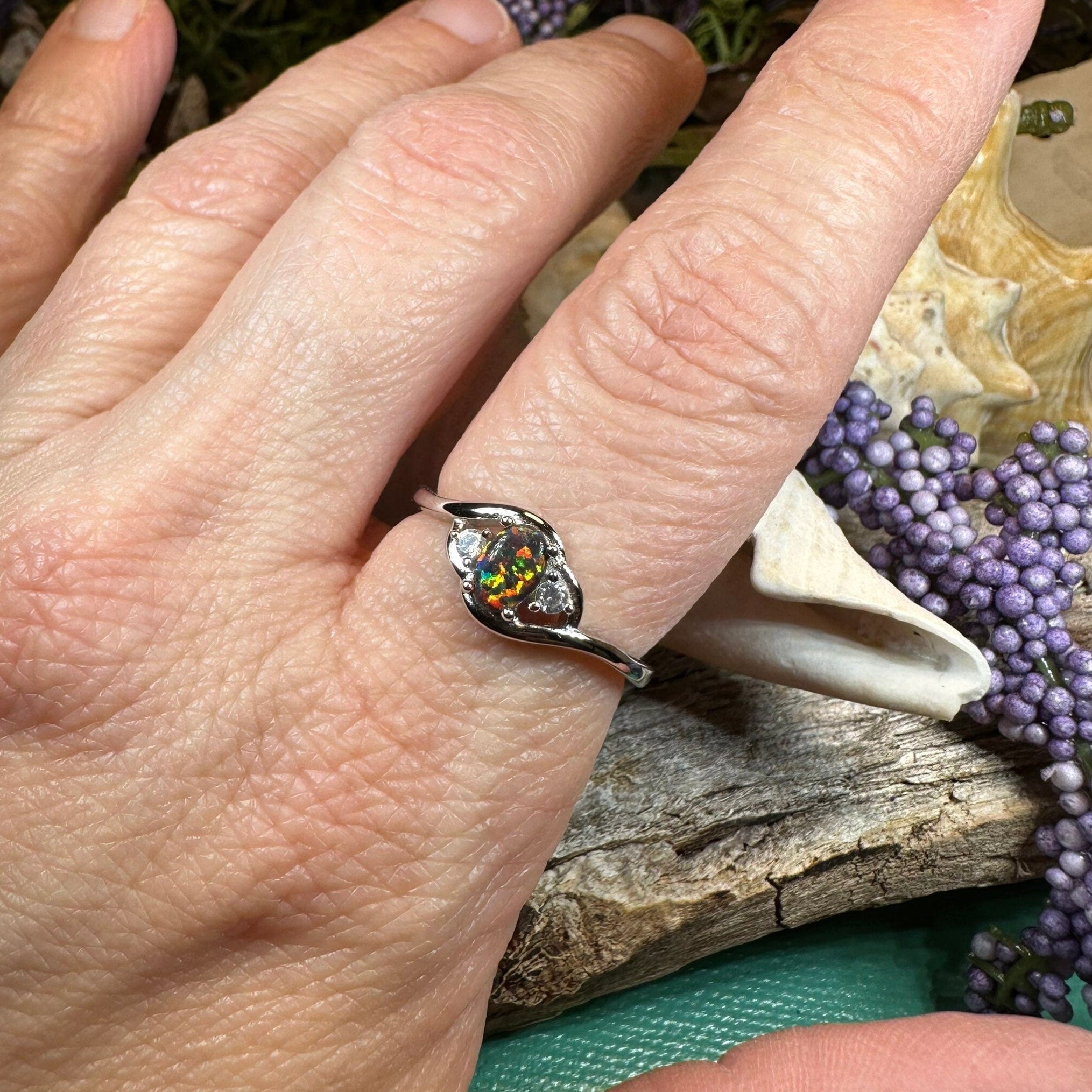 Nya Black Fire Opal Ring