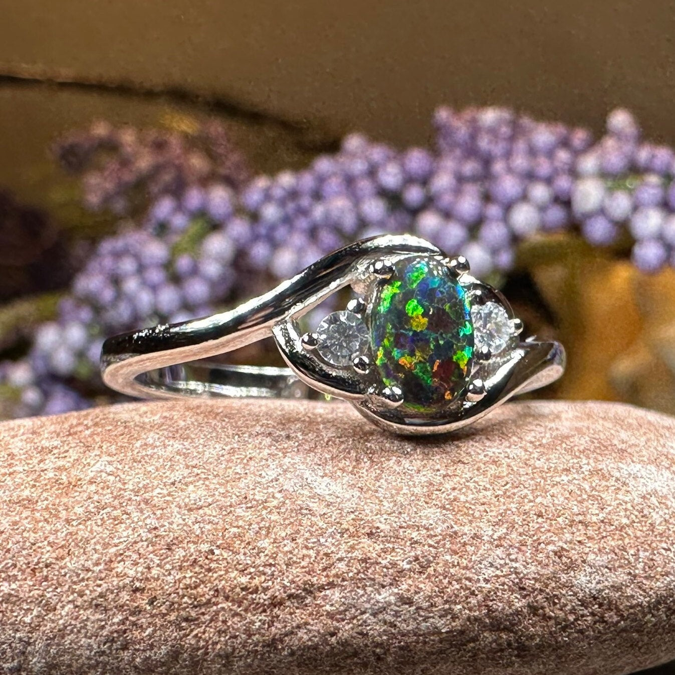 Nya Black Fire Opal Ring