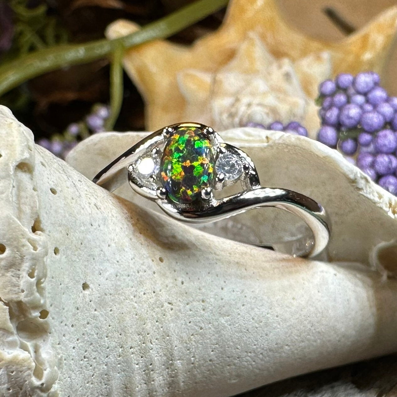 Nya Black Fire Opal Ring