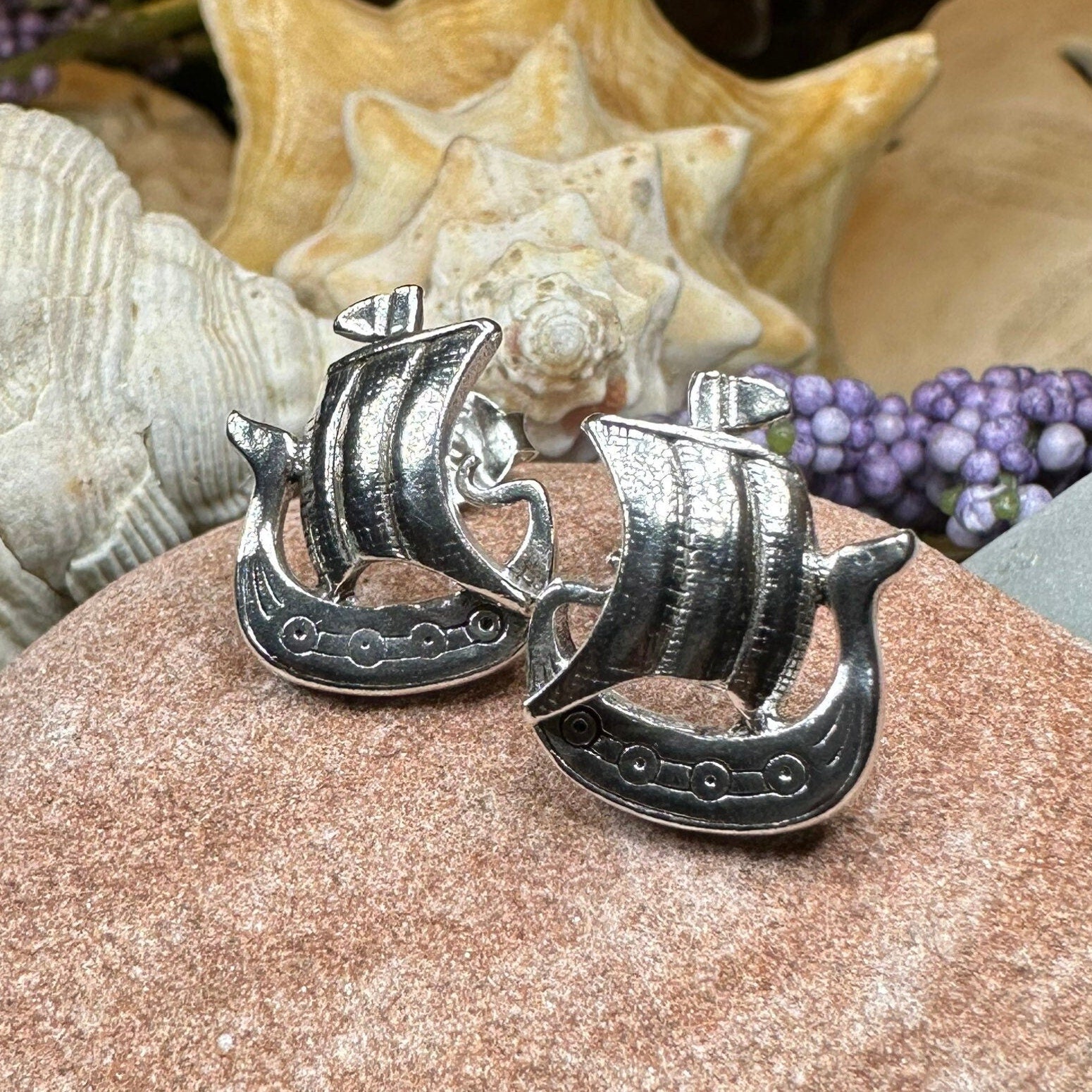 Viking Ship Post Earrings