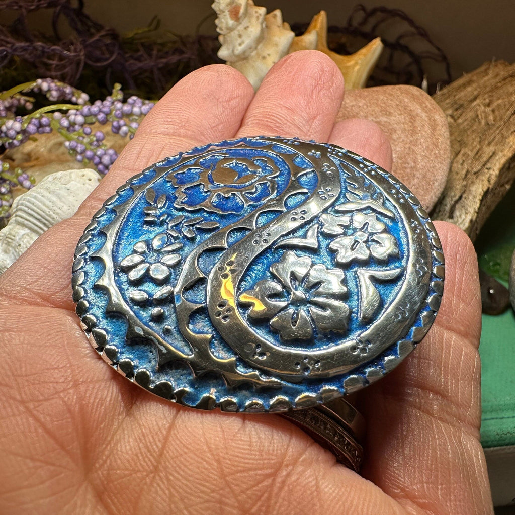Blue Paisley Celtic Brooch