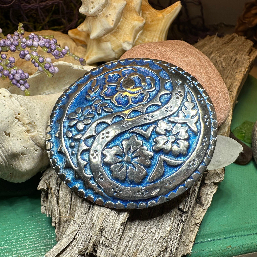 Blue Paisley Celtic Brooch