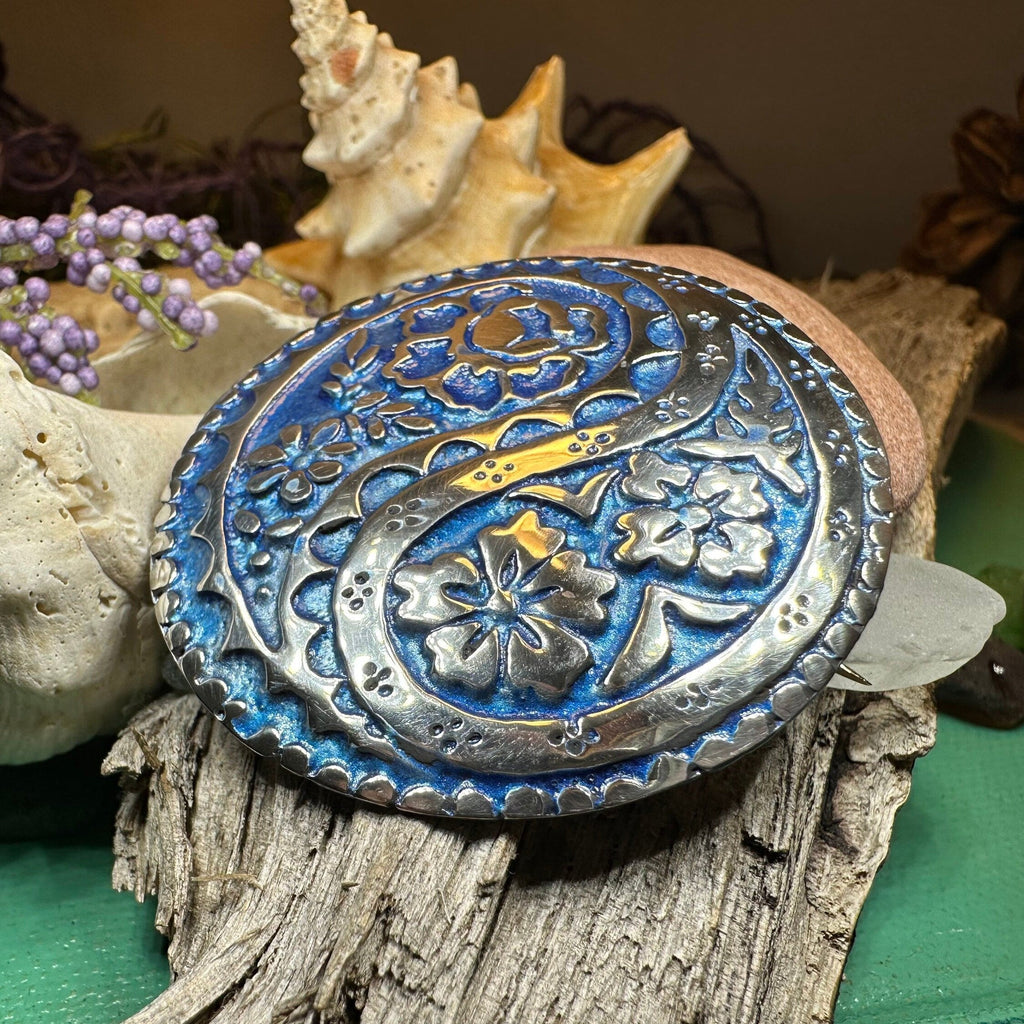 Blue Paisley Celtic Brooch