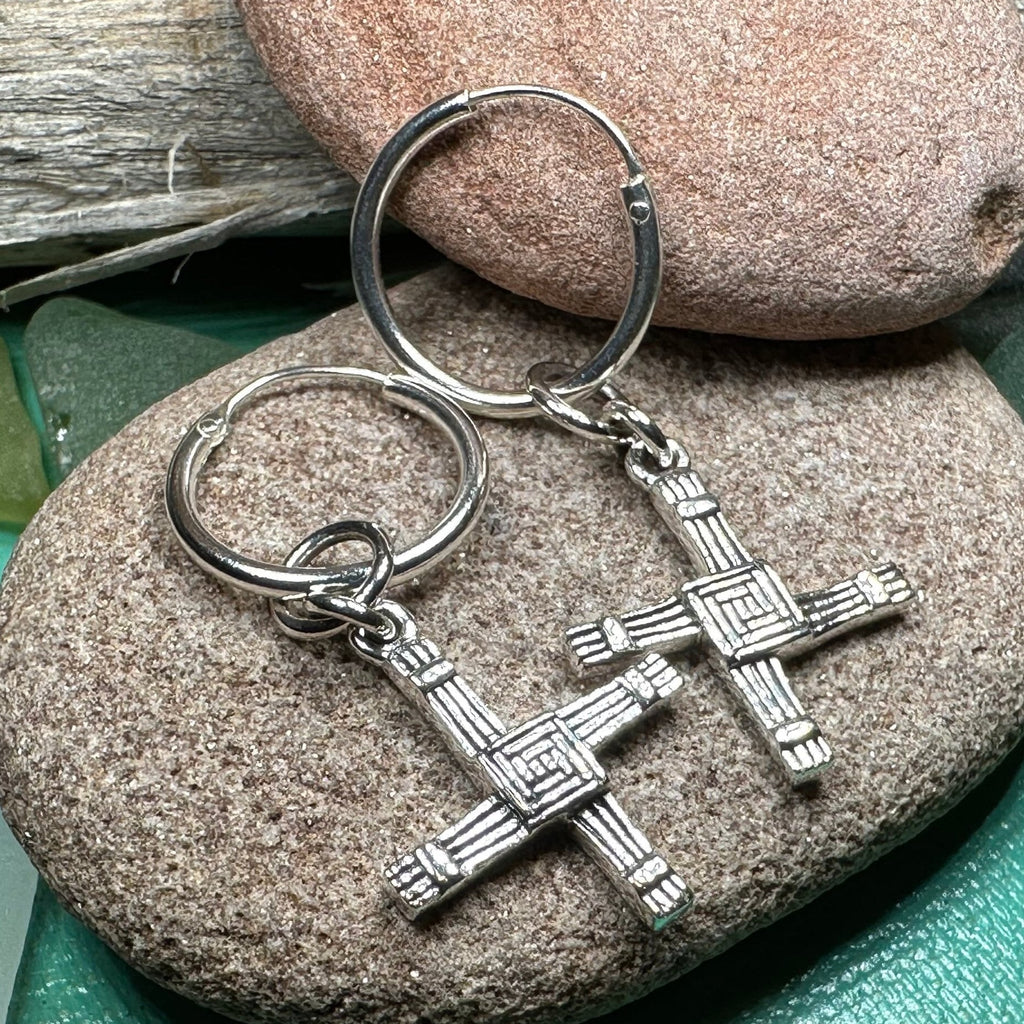 Saint Brigid's Cross Hoop Earrings