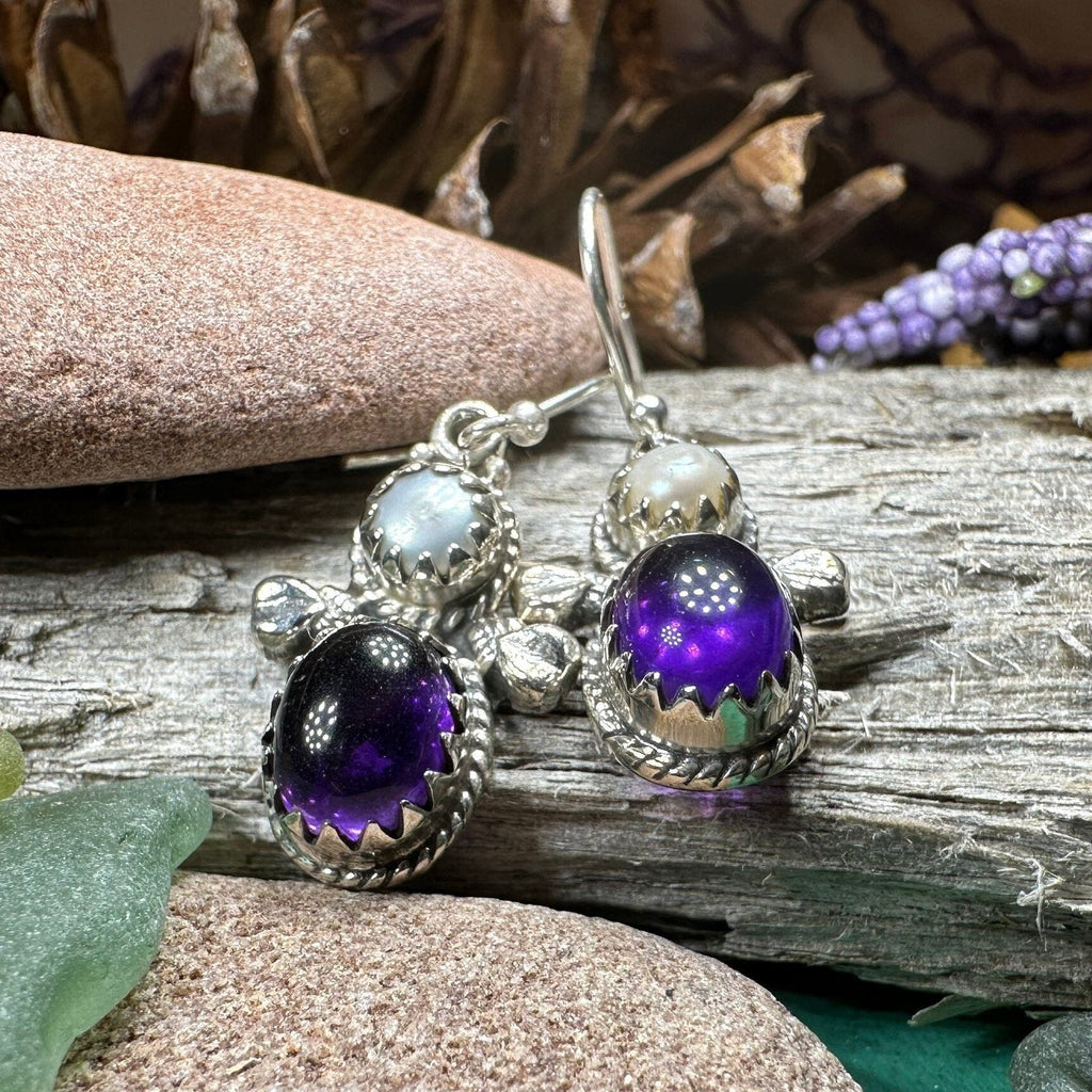 Lora Amethyst Pearl Earrings