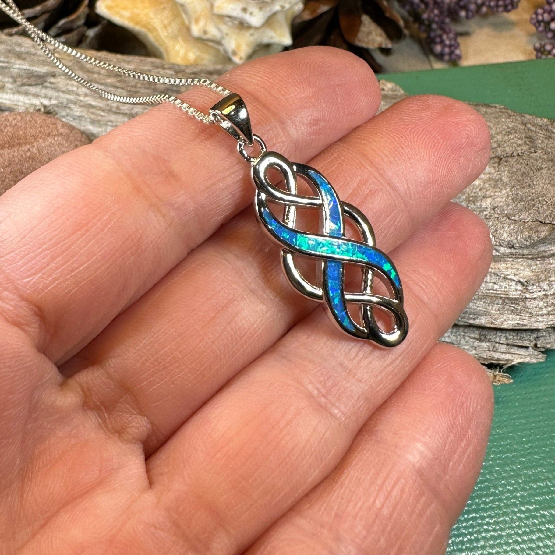 Fire Opal Celtic Infinity Necklace