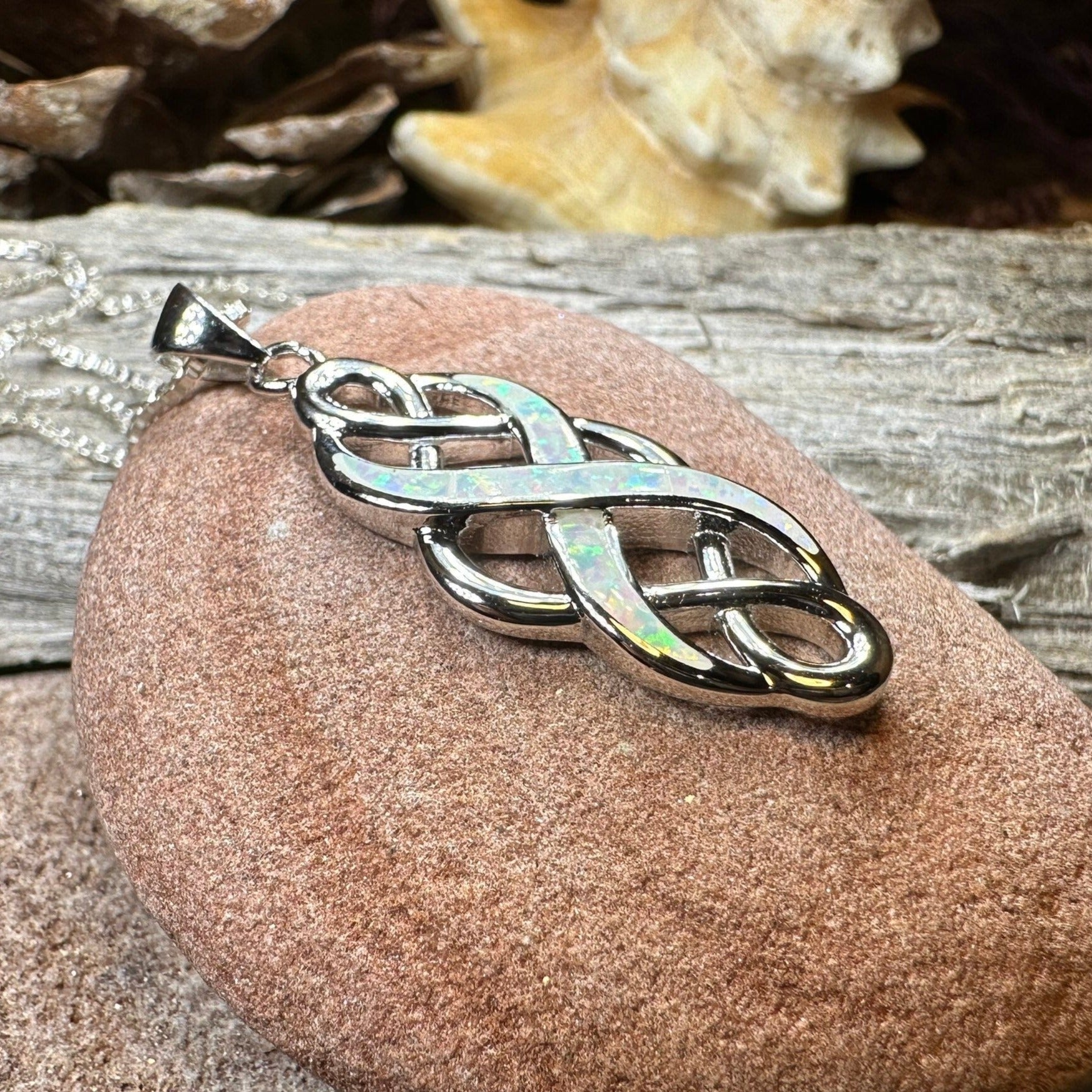 Fire Opal Celtic Infinity Necklace