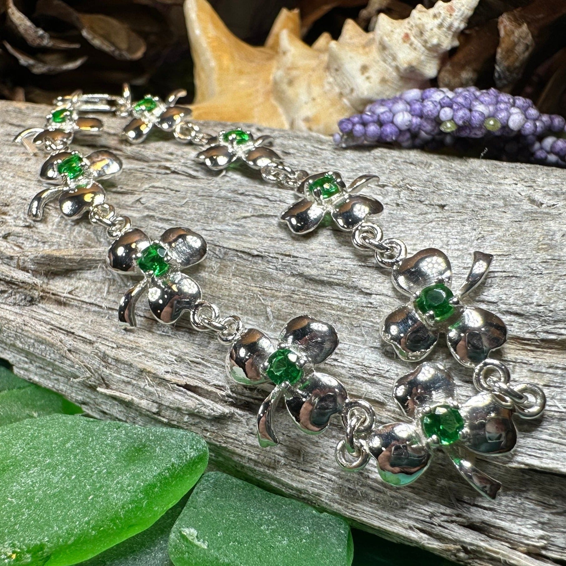 Emerald Shamrock Irish Bracelet