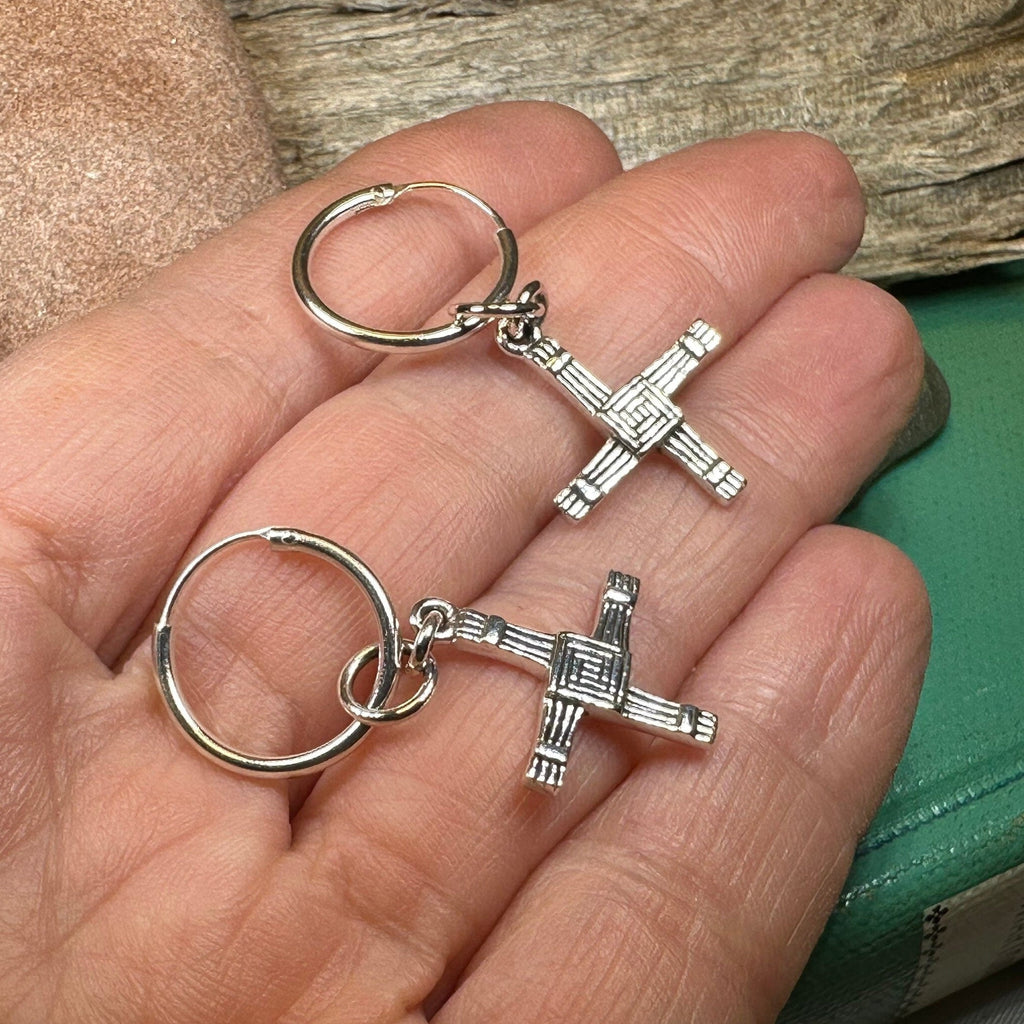 Saint Brigid's Cross Hoop Earrings